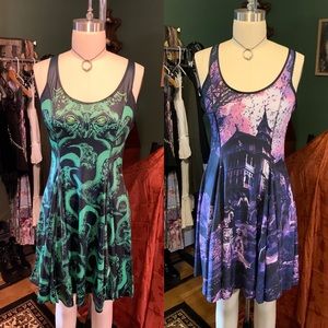 Blackmilk Cthulhu vs. Haunted House Reversible Mini  Dress Rare EUC